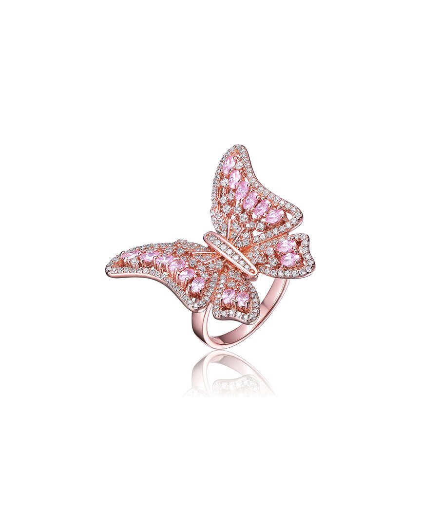 Genevive 18k Rose Gold Plated Cz Butterfly Ring