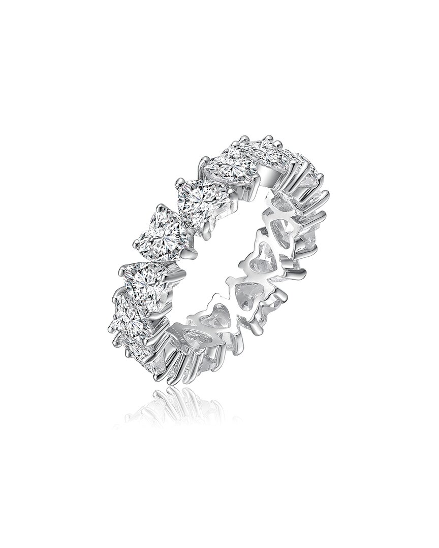 Genevive Rhodium Plated Cz Eternity Ring