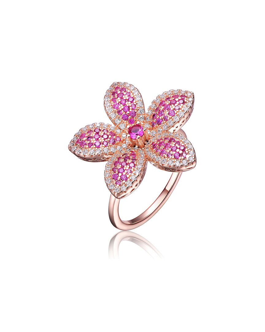 Genevive 18k Rose Gold Vermeil Cz Flower Ring