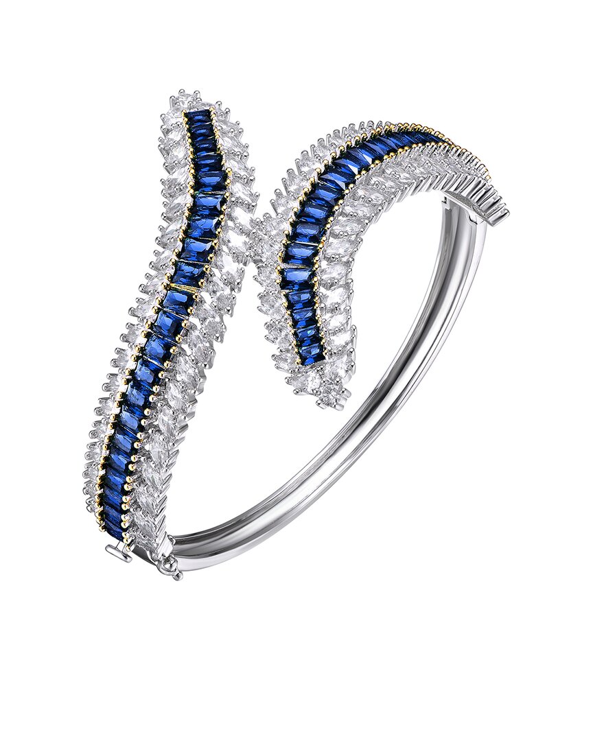 Genevive Two-tone Over Silver Cz Bangle Bracelet