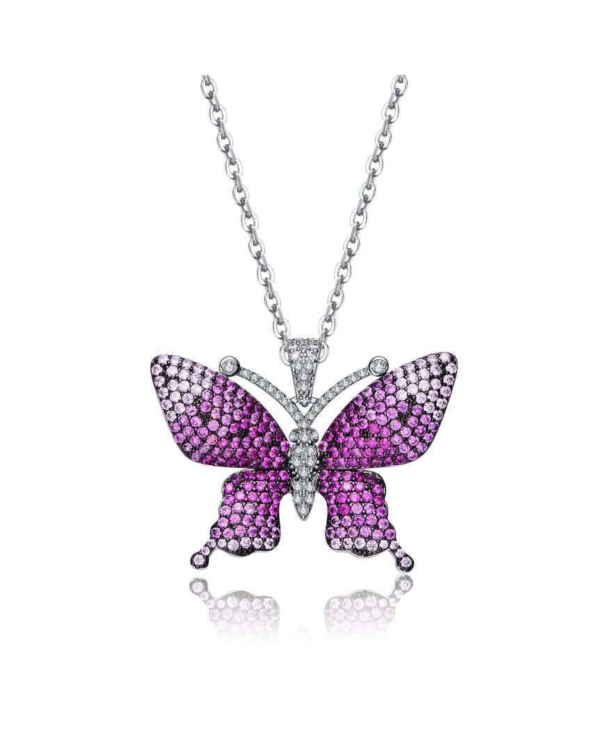 Genevive Two-tone Over Silver Cz Necklace