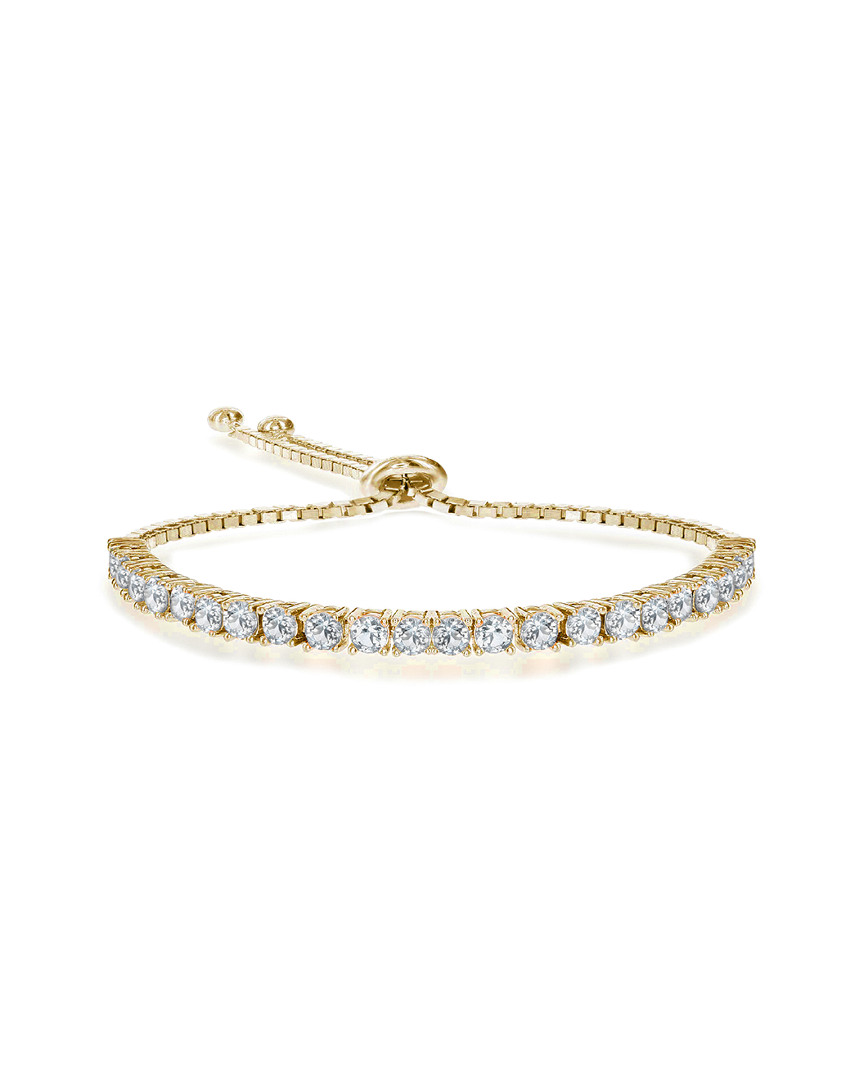Genevive 14k Plated & Silver Cz Bolo Bracelet