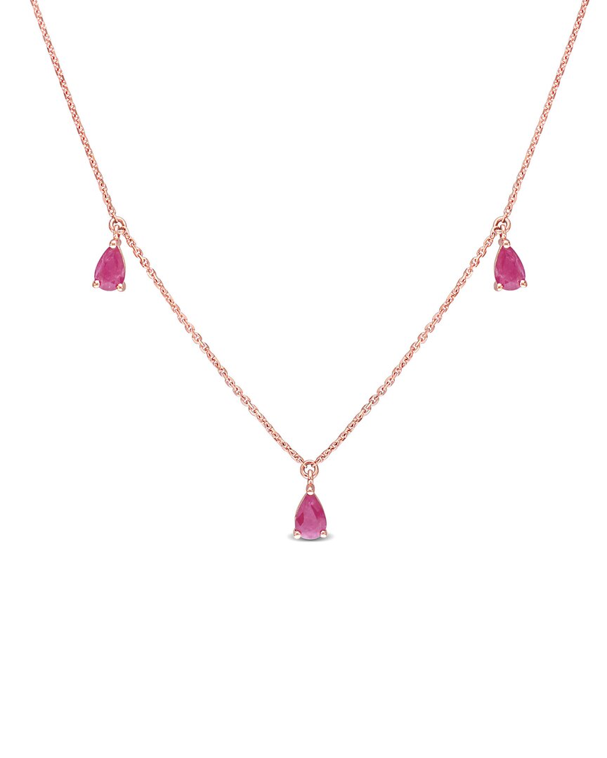 Rina Limor 14k Rose Gold 2.50 Ct. Tw. Ruby Station Drop Necklace