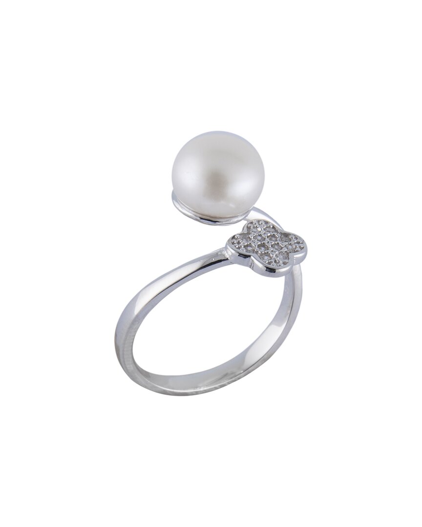 Splendid Pearls Silver 8-8.5mm Pearl Ring