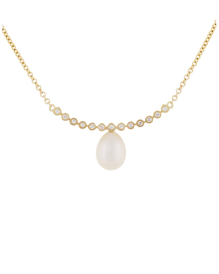 Splendid Pearls 14k 0.13 Ct. Tw. Diamond 8-8.5mm Pearl Pendant