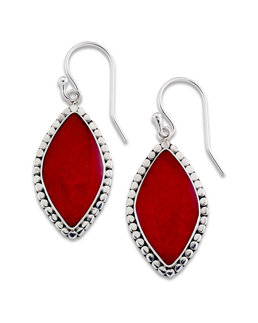 Samuel B. Silver Coral Drop Earrings In Red