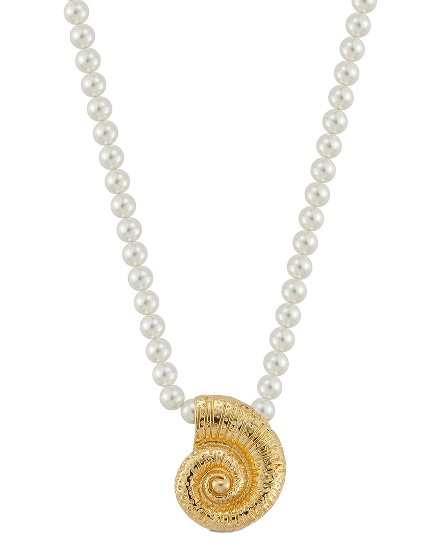 Chloe & Madison Chloe And Madison Jewelry Plated Seashell Pendant Necklace In Gray