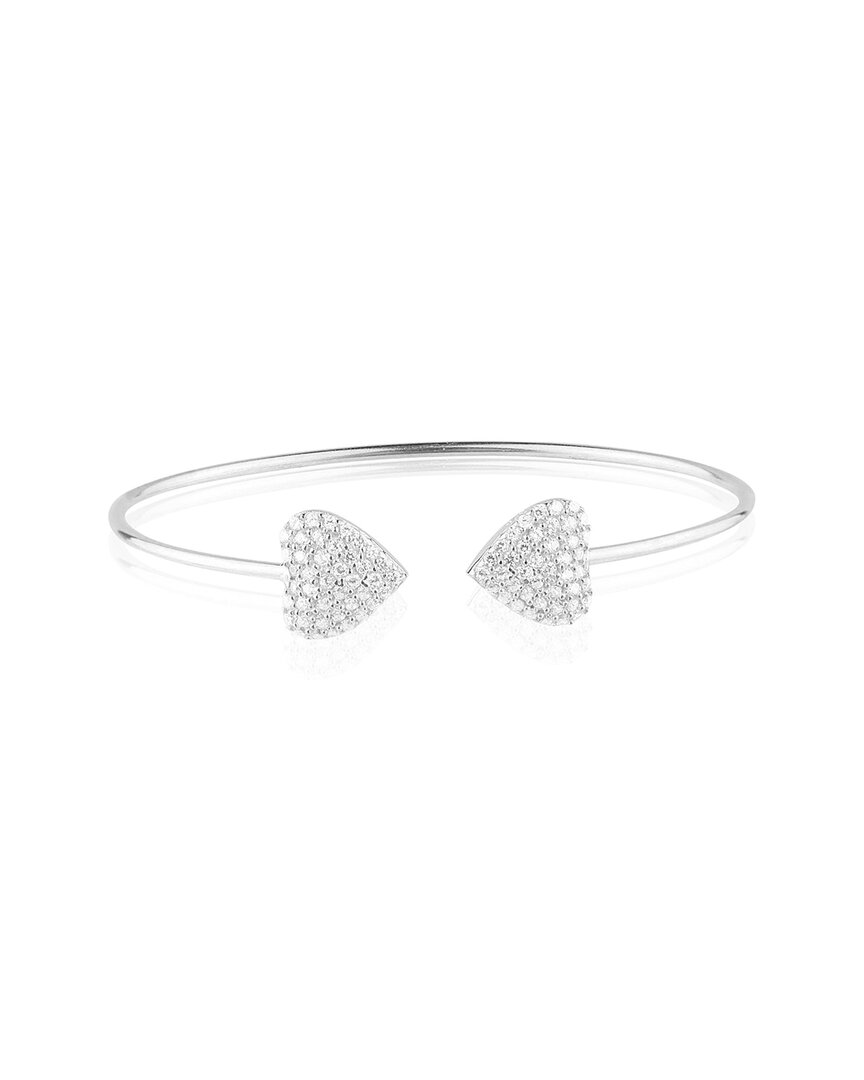 Gabi Rielle Merry & Bright Silver Cz Heart Bangle Bracelet