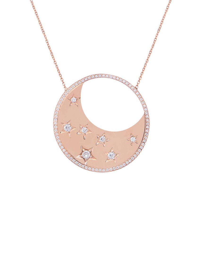 Gabi Rielle Merry & Bright 22k Rose Gold Vermeil Cz Crescent Moon Necklace