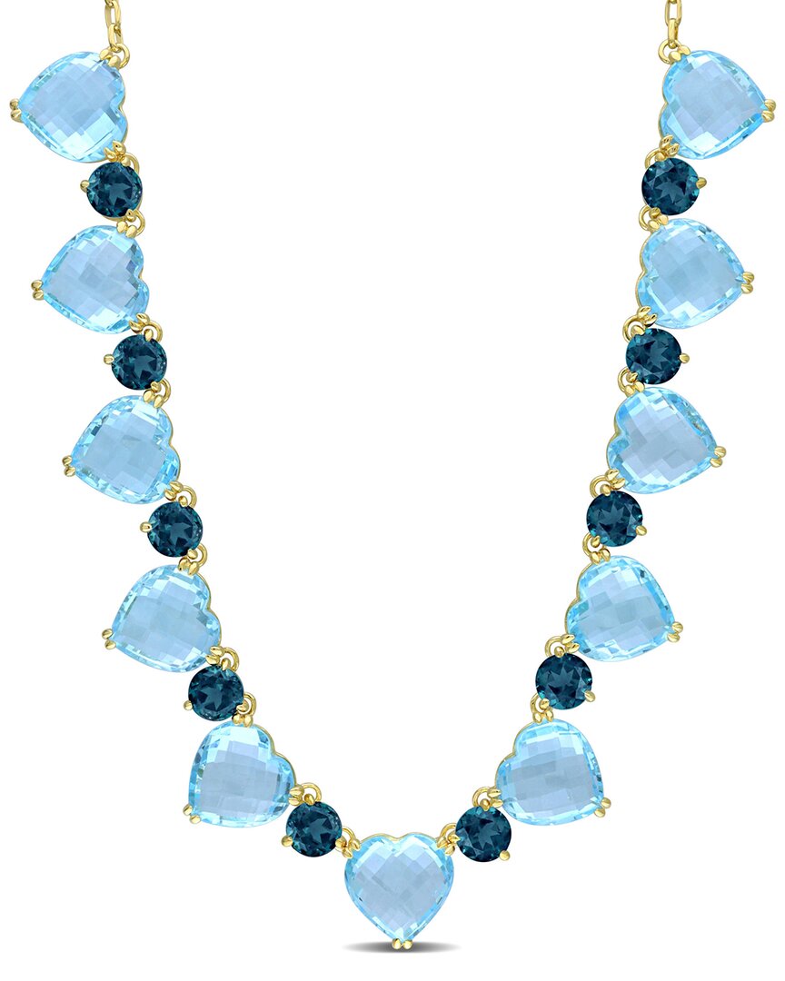 Rina Limor Silver 139.55 Ct. Tw. Gemstone Heart Necklace In Blue
