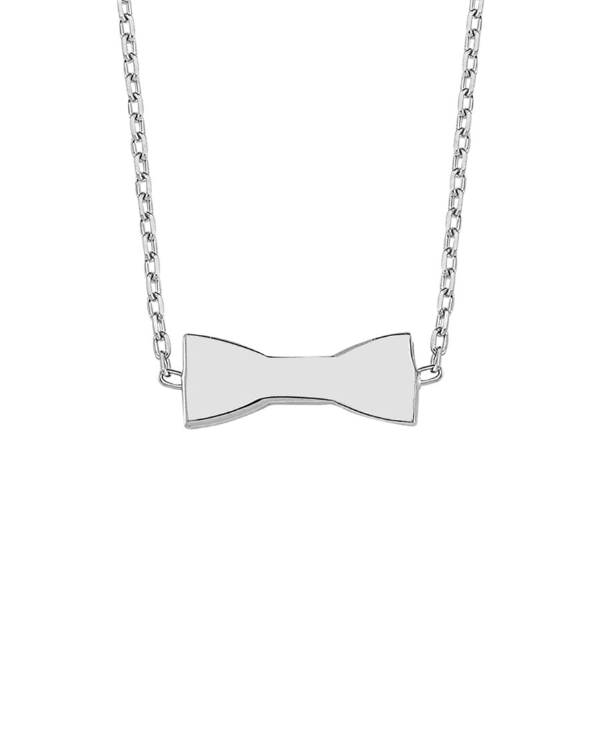 Amorium Silver Cz Bow Tie Necklace