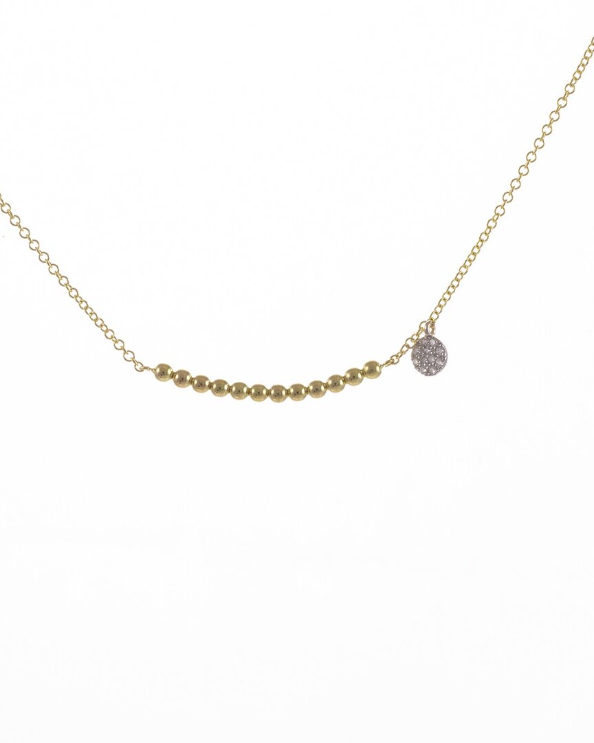 Meira T 14k Diamond Beaded Bar Necklace