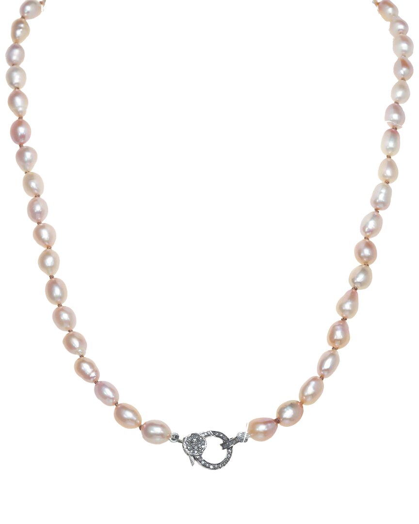 Margo Morrison Silver 0.57 Ct. Tw. Diamond & 7-8mm Pearl Necklace