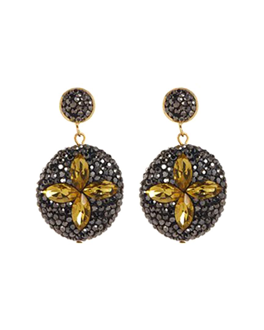 Eye Candy La Round Clover Hematite Drop Earring