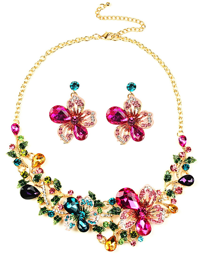 Eye Candy La Pop Florals Earring And Necklace Set