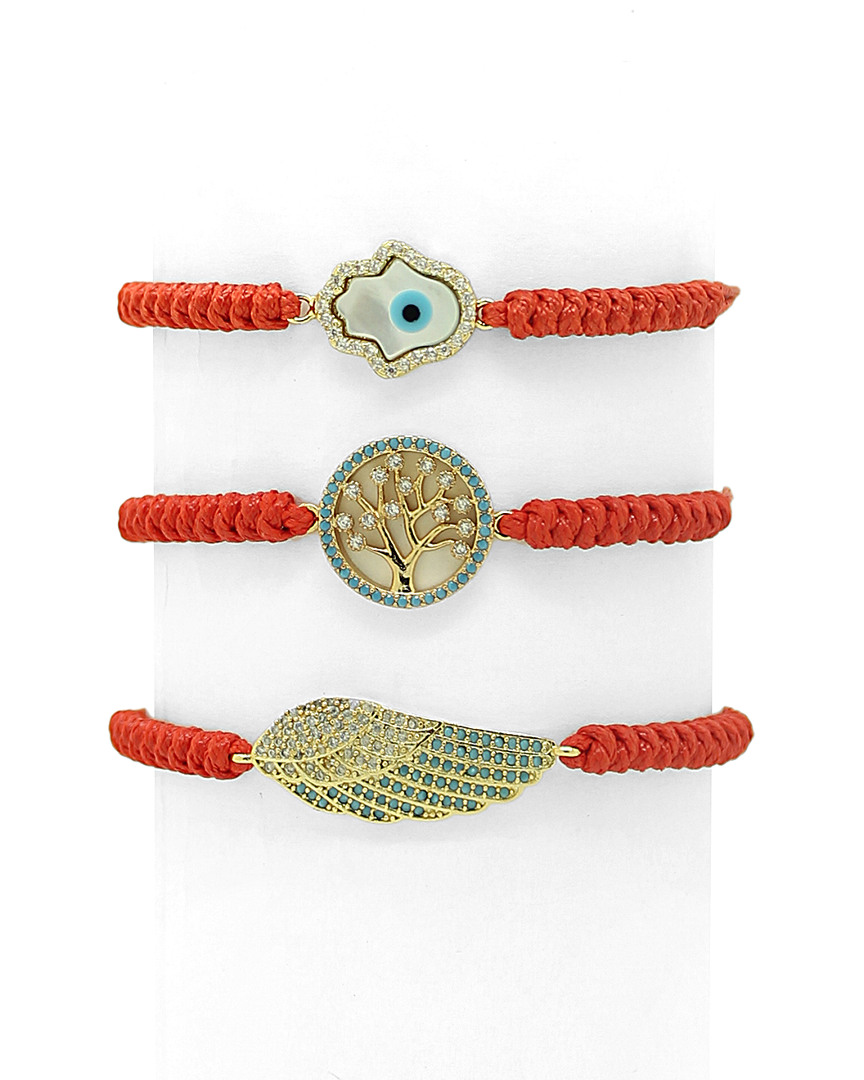 Eye Candy La Cz Hamsa Red Bracelet Trio