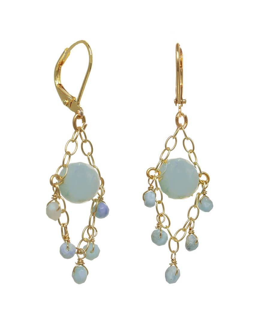 Rachel Reinhardt 14k Over Silver Green Aventurine Chandelier Earrings
