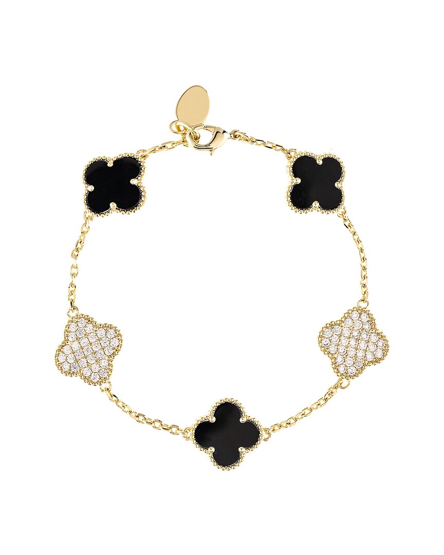 Shop Rivka Friedman 18k Plated Onyx Cz Clover Bracelet