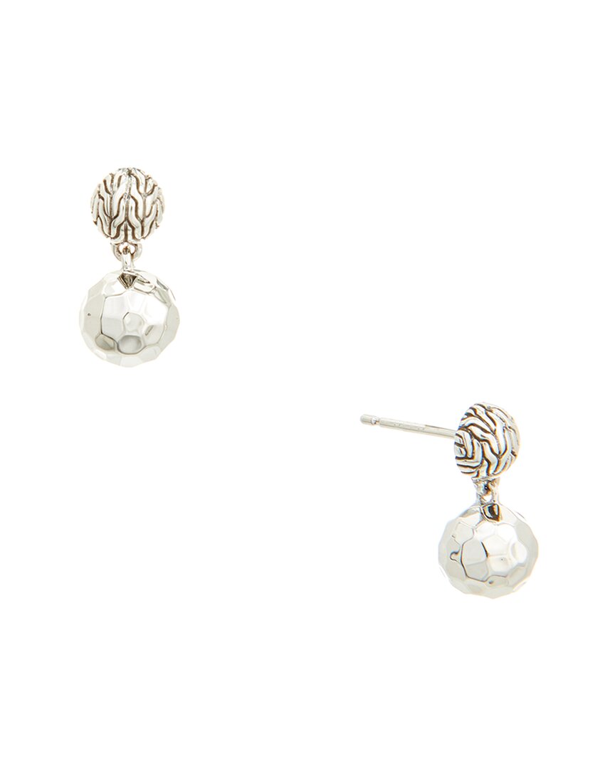 John Hardy Essentials Silver Drop Earrings In Metallic