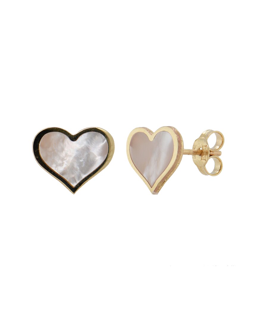 Sabrina Designs 14k Mother-of-pearl Heart Station Earrings