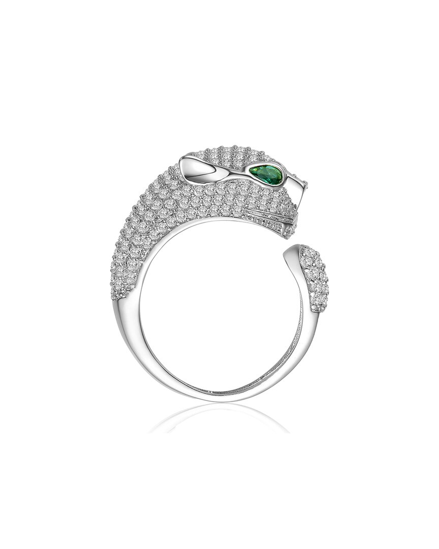 Rachel Glauber Plated Cz Band Ring In Metallic