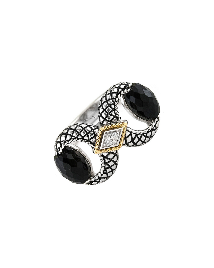 Andrea Candela Ecuestre 18k & Silver 0.02 Ct. Tw. Diamond & Onyx Ring