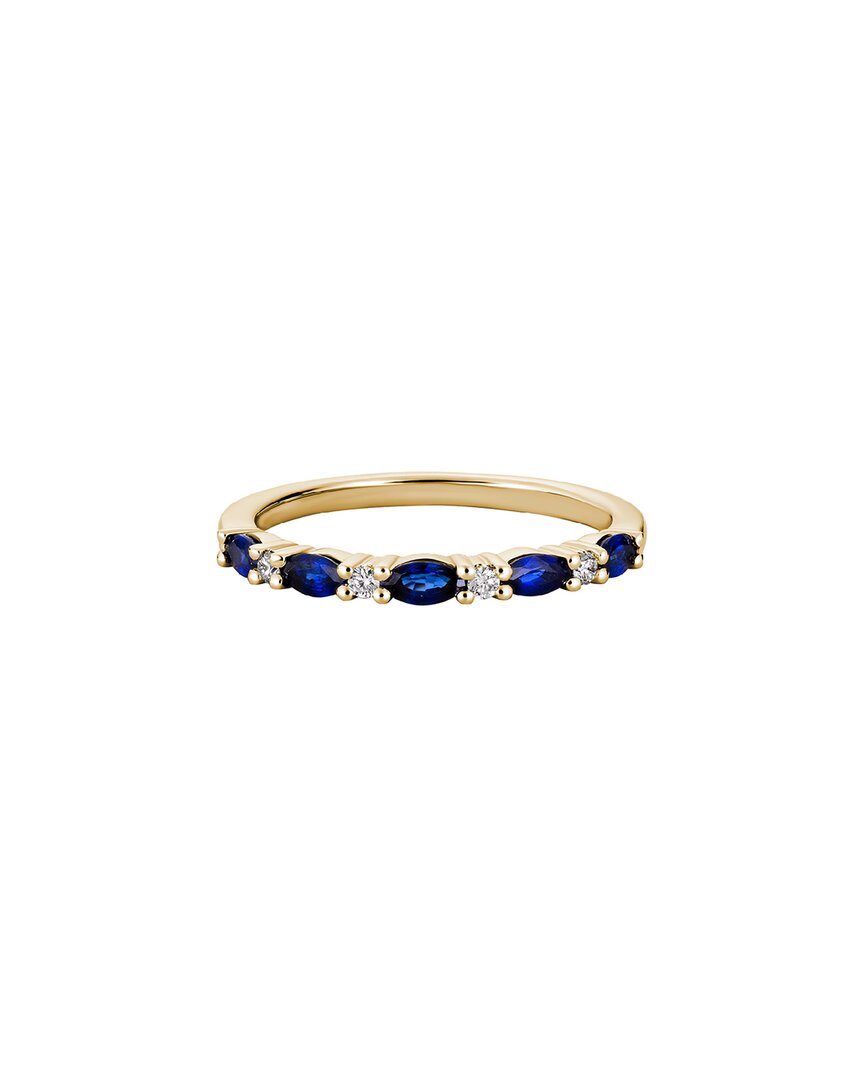 Gemstones 14k 0.60 Ct. Tw. Diamond & Blue Sapphire Half-eternity Ring