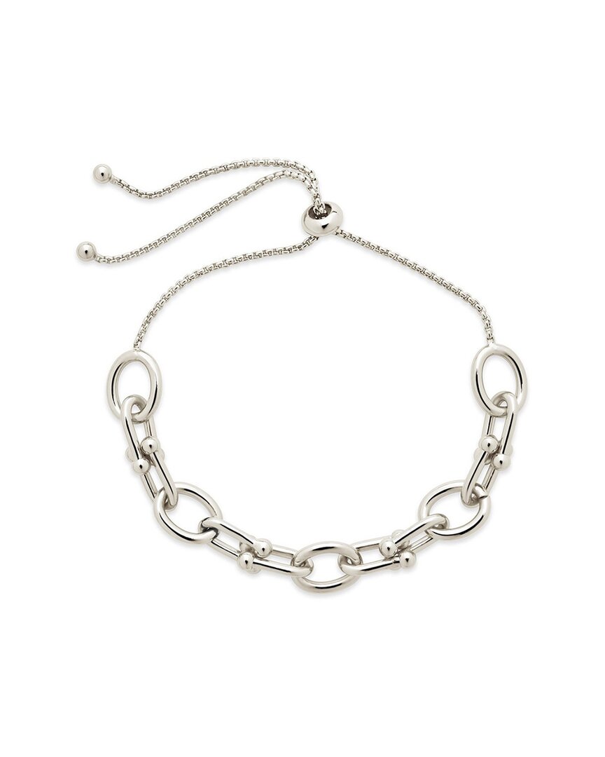 Sterling Forever Rhodium Plated Mixed Link Bolo Bracelet