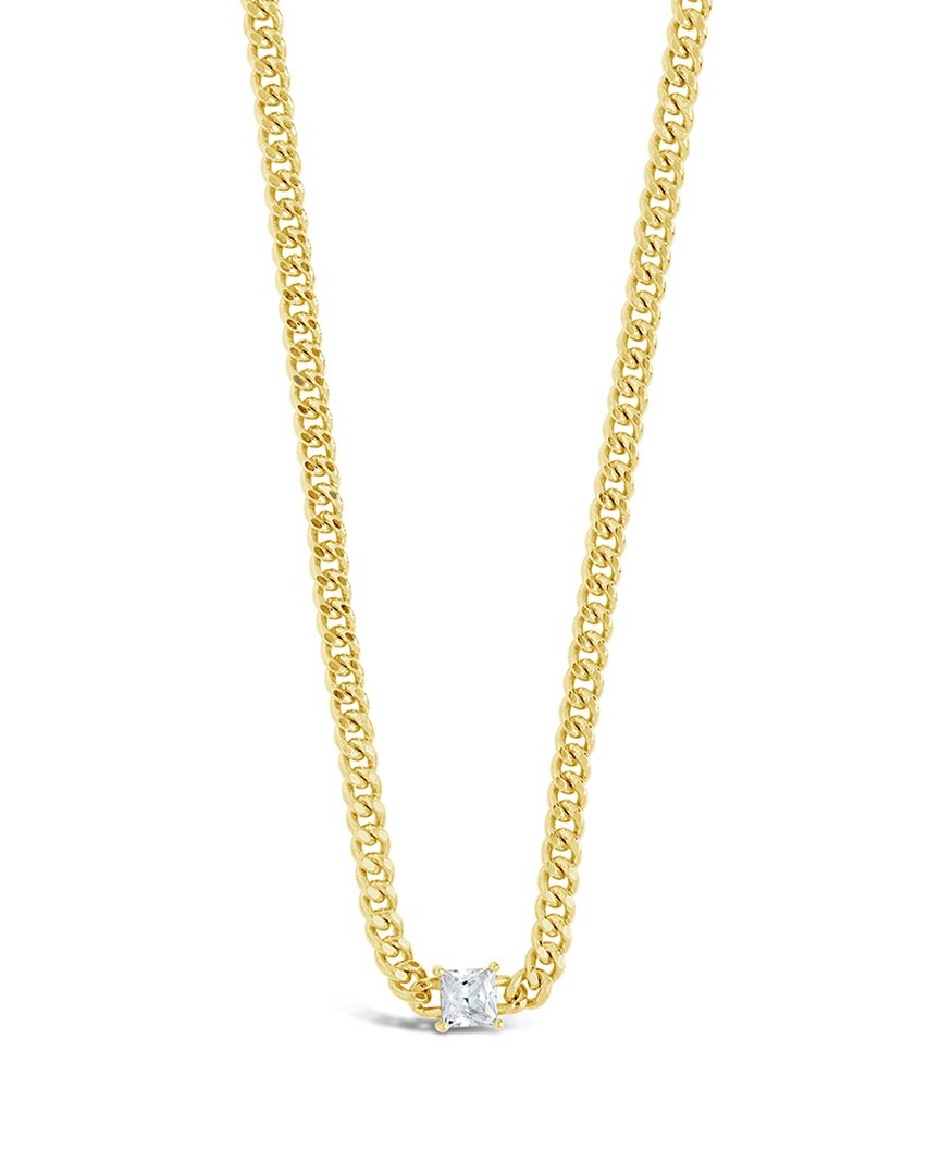 Sterling Forever 14k Plated Cz Curb Chain Necklace