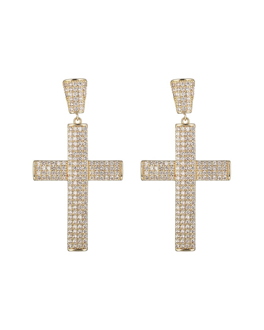Eye Candy La Cz Double Cross Drop Earrings