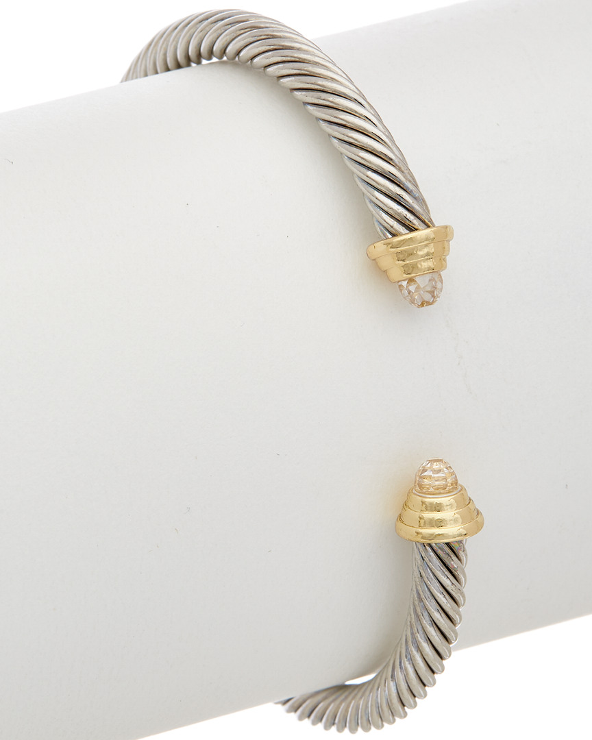Image of Juvell K Plated White Topaz Twisted Cable Cuff