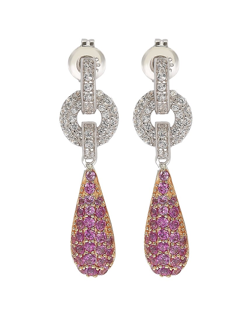Suzy Levian Silver 0.02 Ct. Tw. Diamond & Sapphire Earrings In Metallic