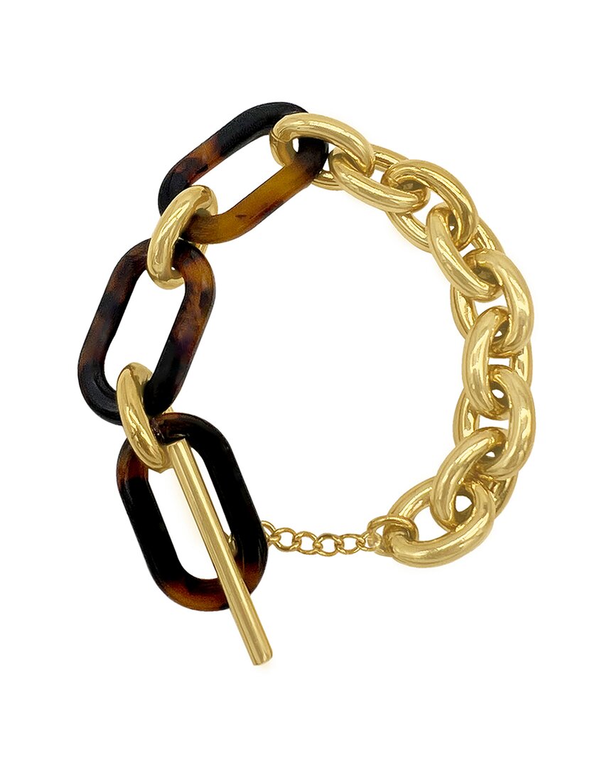 Adornia 14k Plated Water-resistant Tortoise And Cable Chain Bracelet In Gold