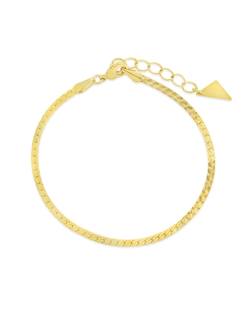 Sterling Forever 14k Plated Bentley Flat Herringbone Chain Bracelet