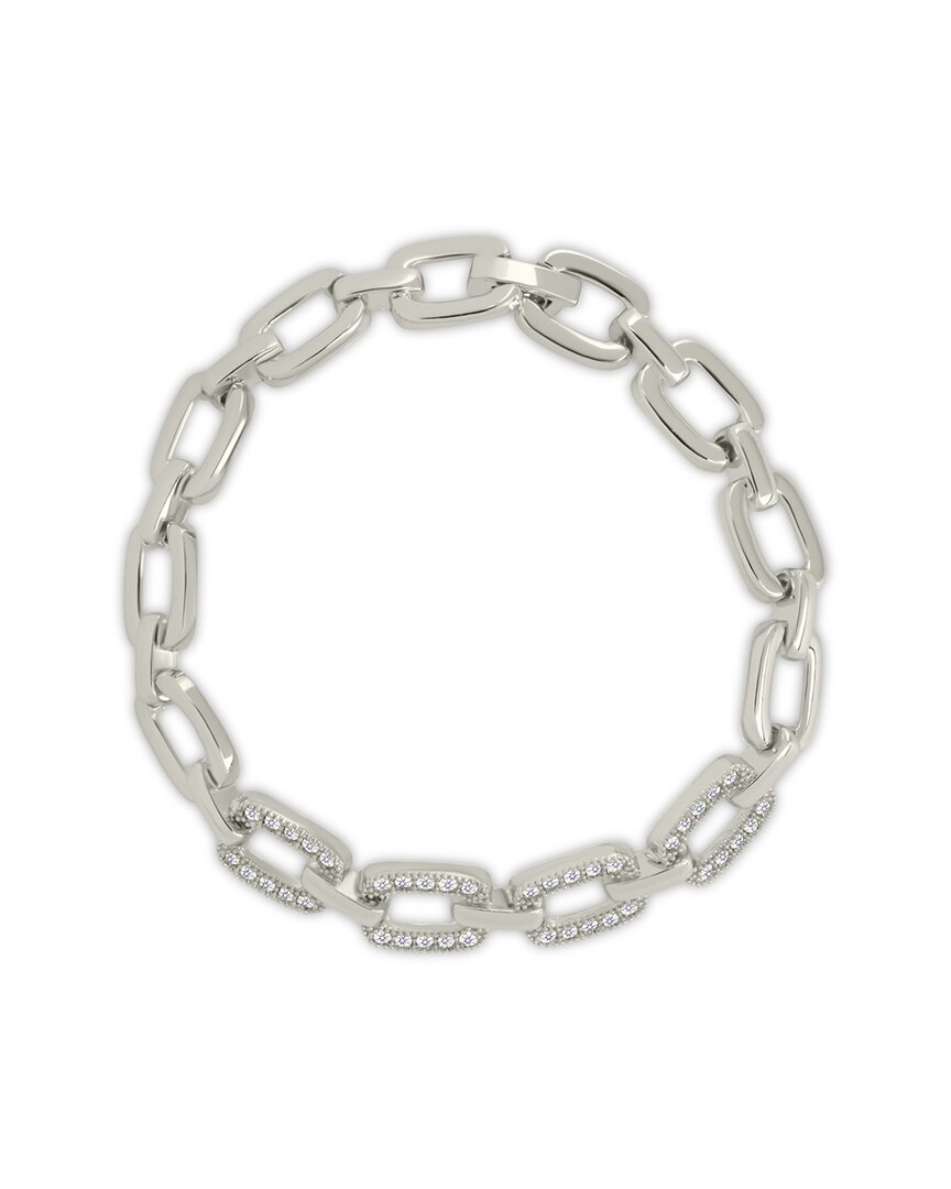 Sterling Forever Rhodium Plated Cz Fiona Statement Chain Bracelet