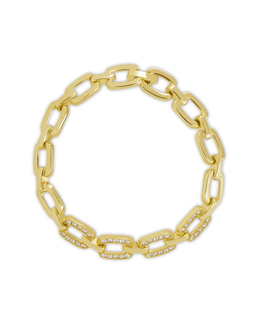 Sterling Forever 14k Plated Cz Fiona Statement Chain Bracelet