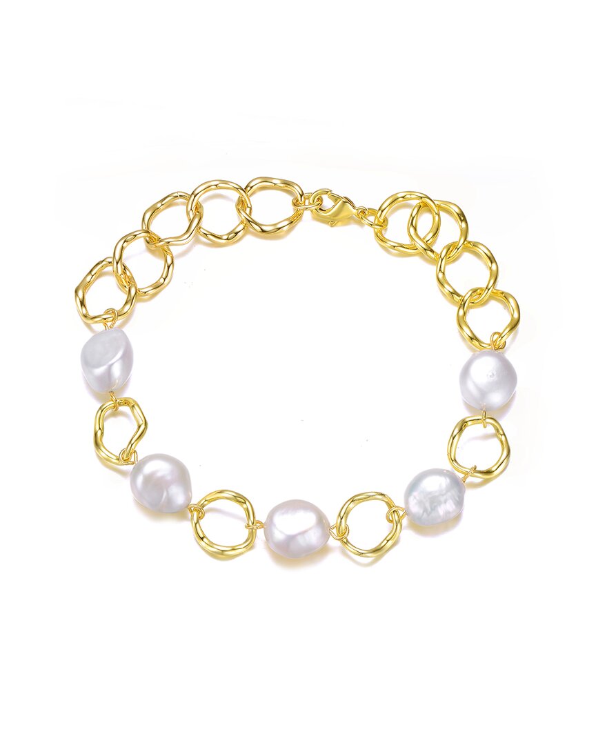 Genevive 18k Over Silver 8-9mm Pearl Bracelet