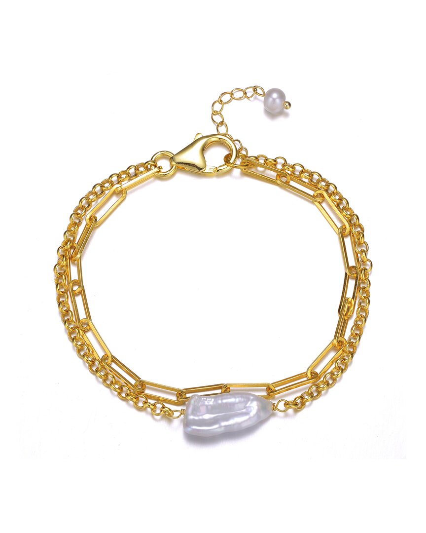 Genevive 14k Over Silver 18-20mm Pearl Bracelet