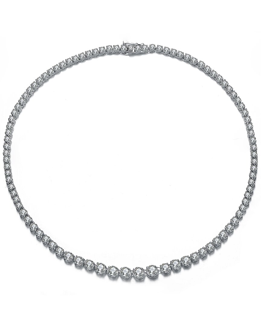 Genevive Silver Cz Necklace In Metallic