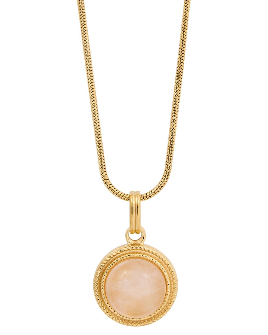 Savvy Cie 18k Plated Rose Quartz Classic Pendant Necklace