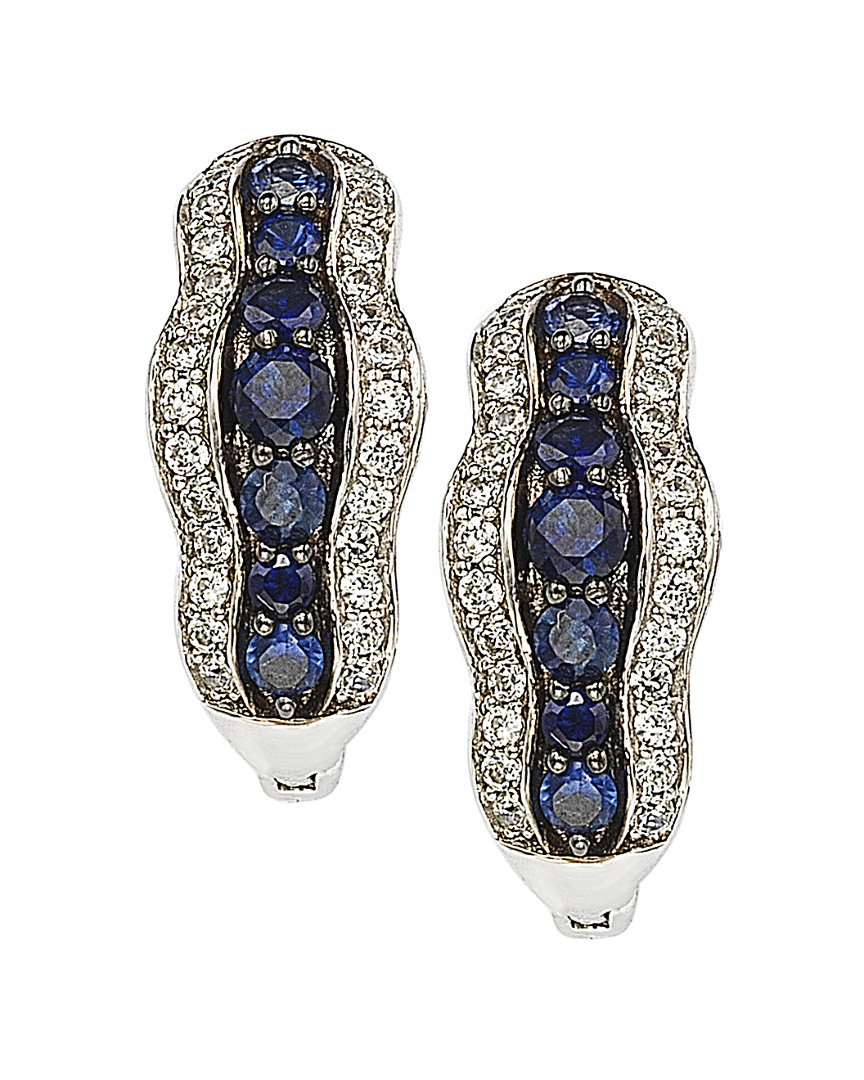 Suzy Levian 18k & Silver 3.04 Ct. Tw. Sapphire Earrings