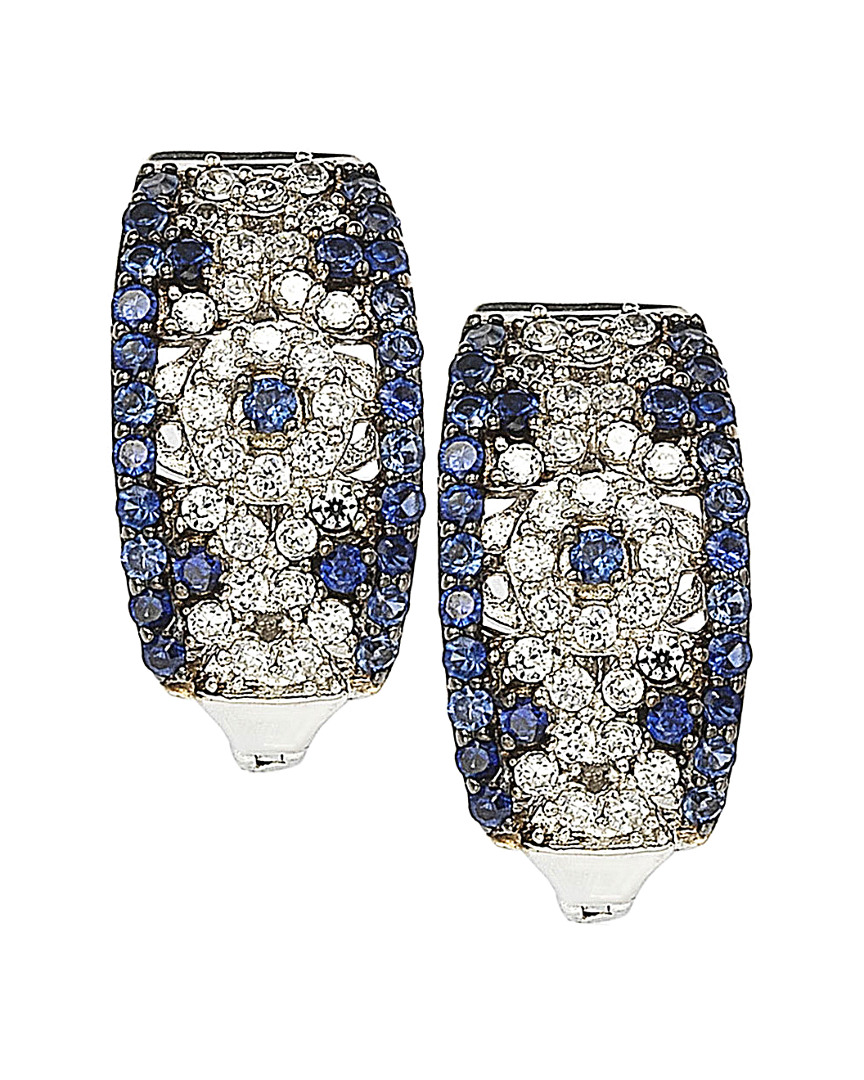 Suzy Levian 18k & Silver 1.52 Ct. Tw. Sapphire Earrings