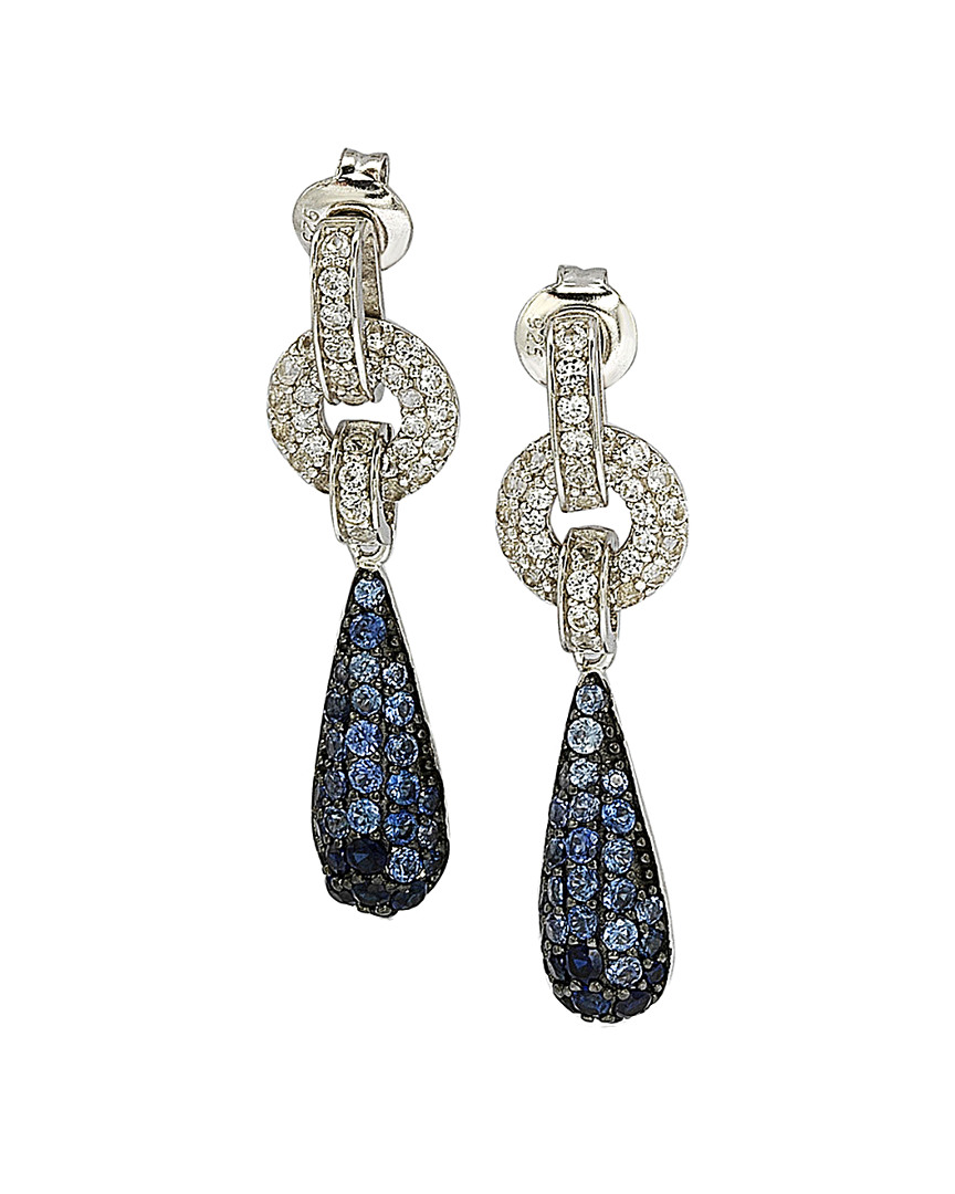 Suzy Levian 18k & Silver 1.82 Ct. Tw. Sapphire Drop Earrings