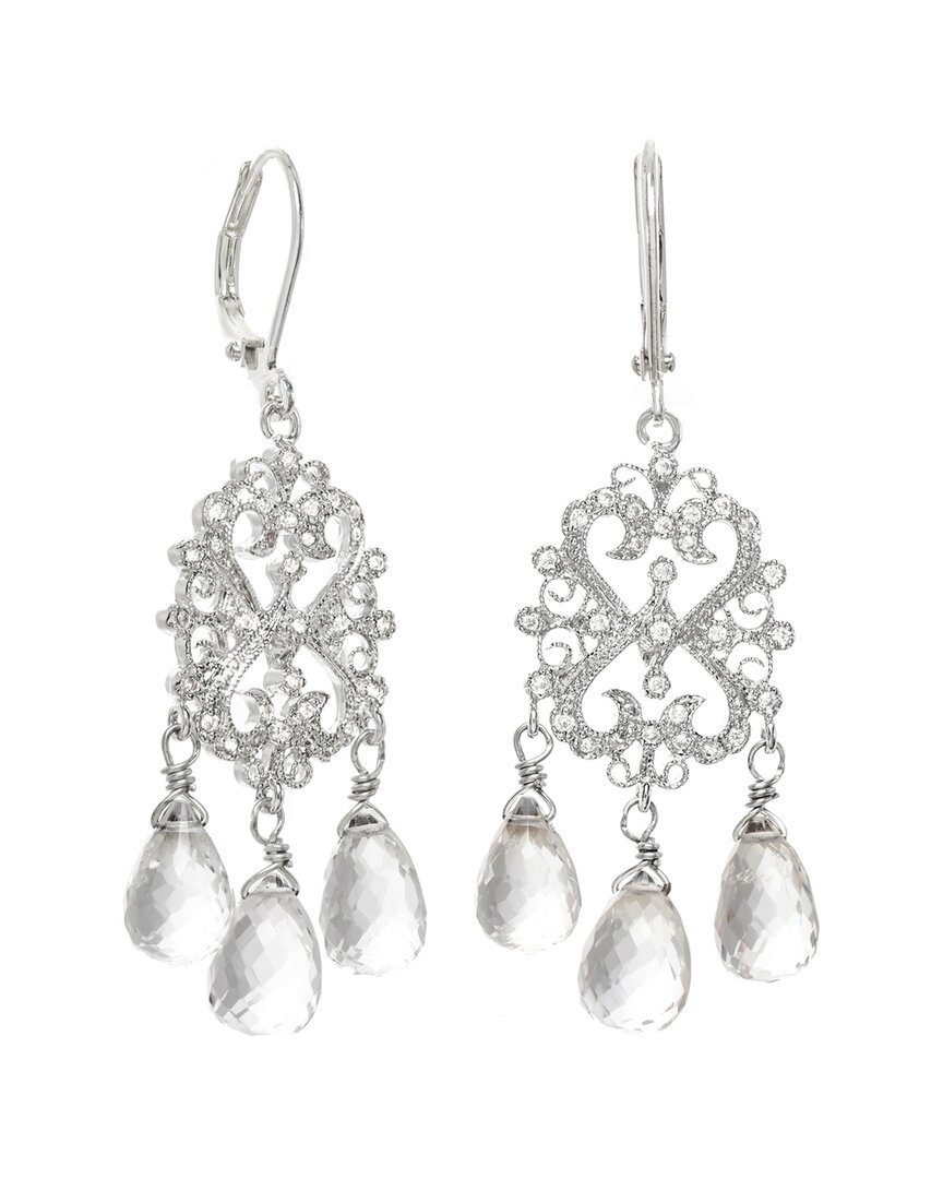 Rachel Reinhardt Silver Quartz Cz Filigree Earrings