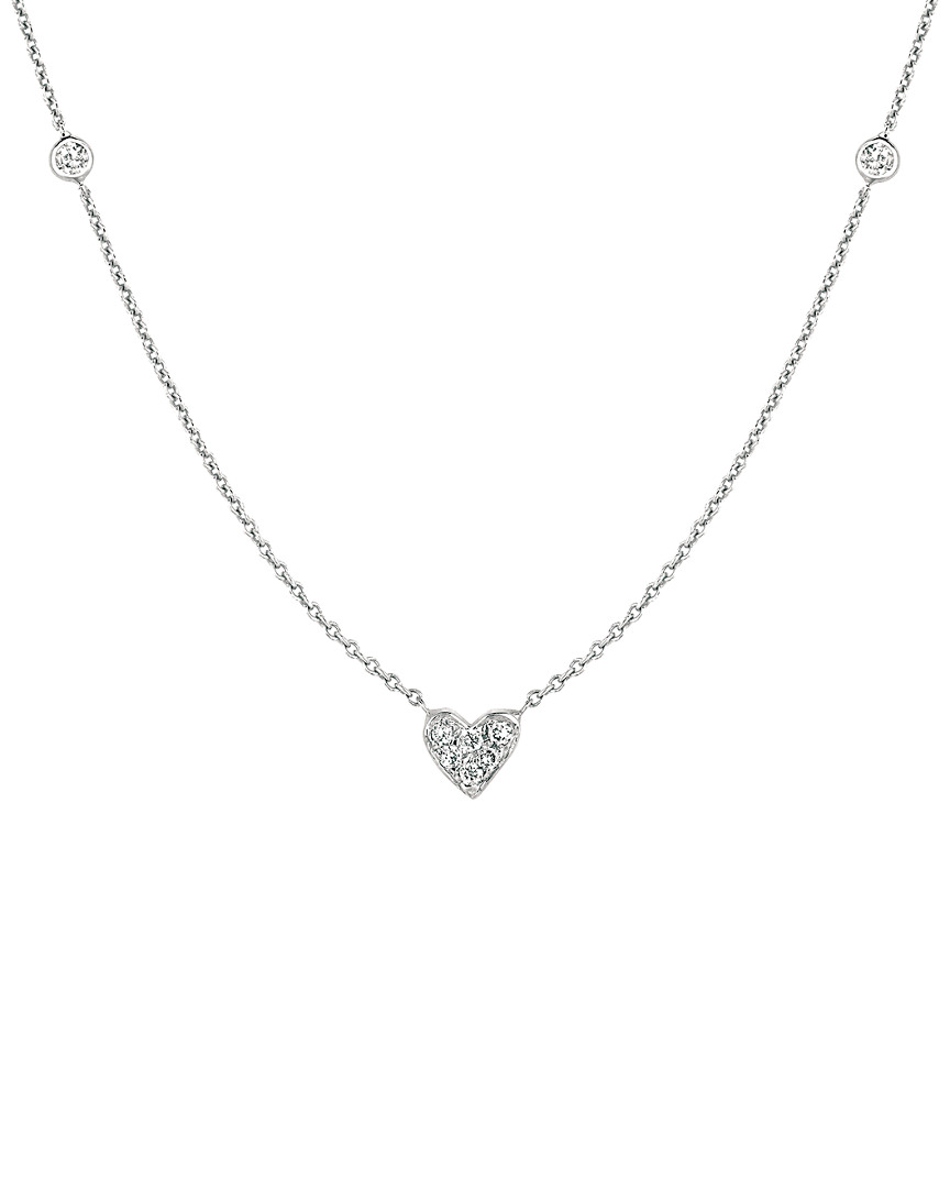 Ariana Rabbani 14k White Gold Diamond Heart Necklace