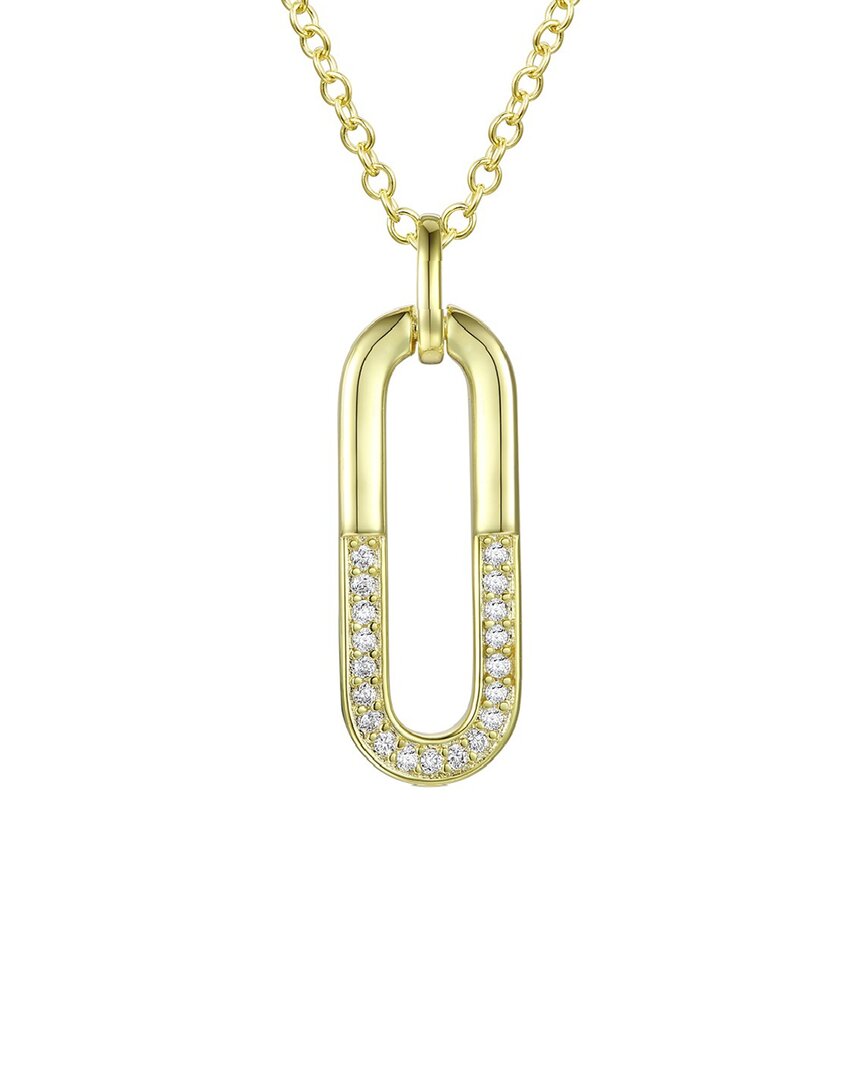 Rachel Glauber 14k Plated Cz Pendant Necklace In Gold