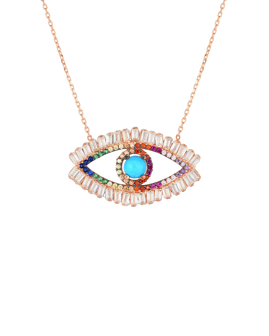 Sphera Milano 18k Over Silver Cz Necklace In Gold