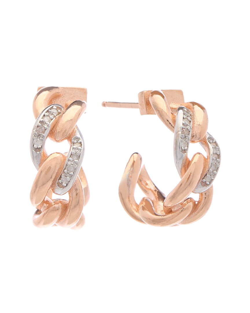Meshmerise 18k Over Silver 0.16 Ct. Tw. Diamond Hoops In Metallic