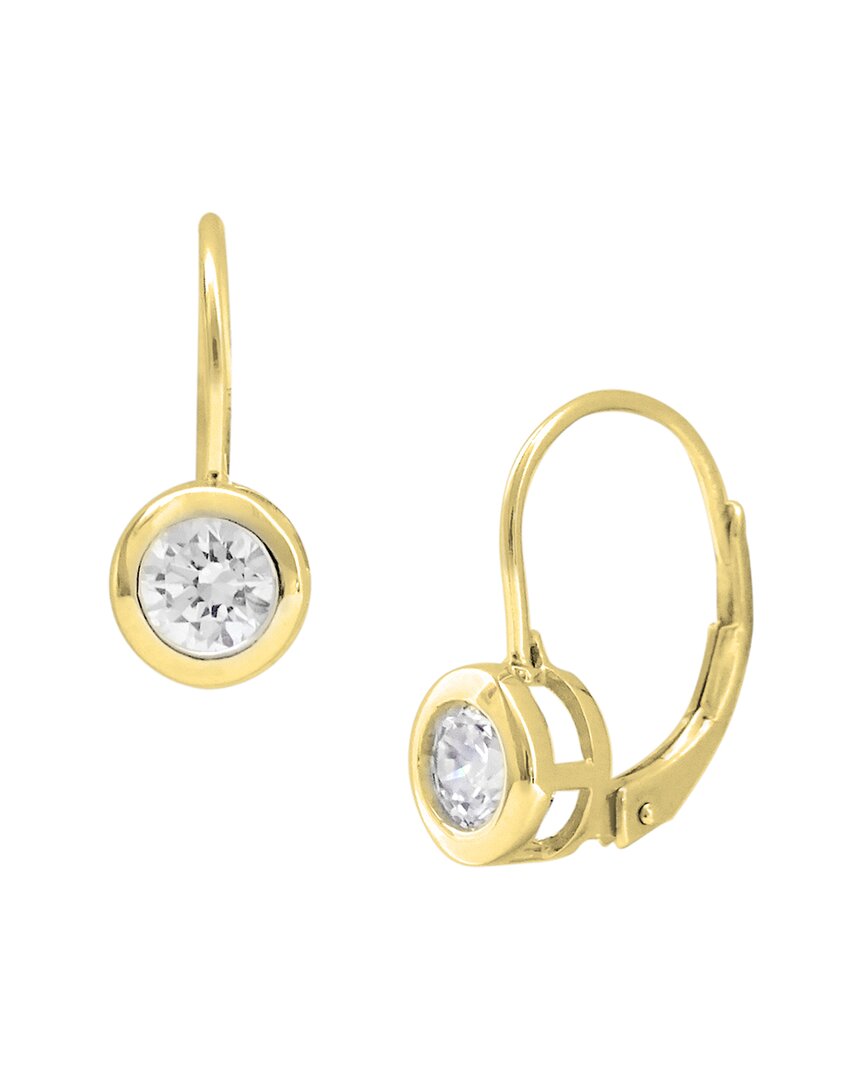 Savvy Cie Gold Over Silver Cz Drop Earrings