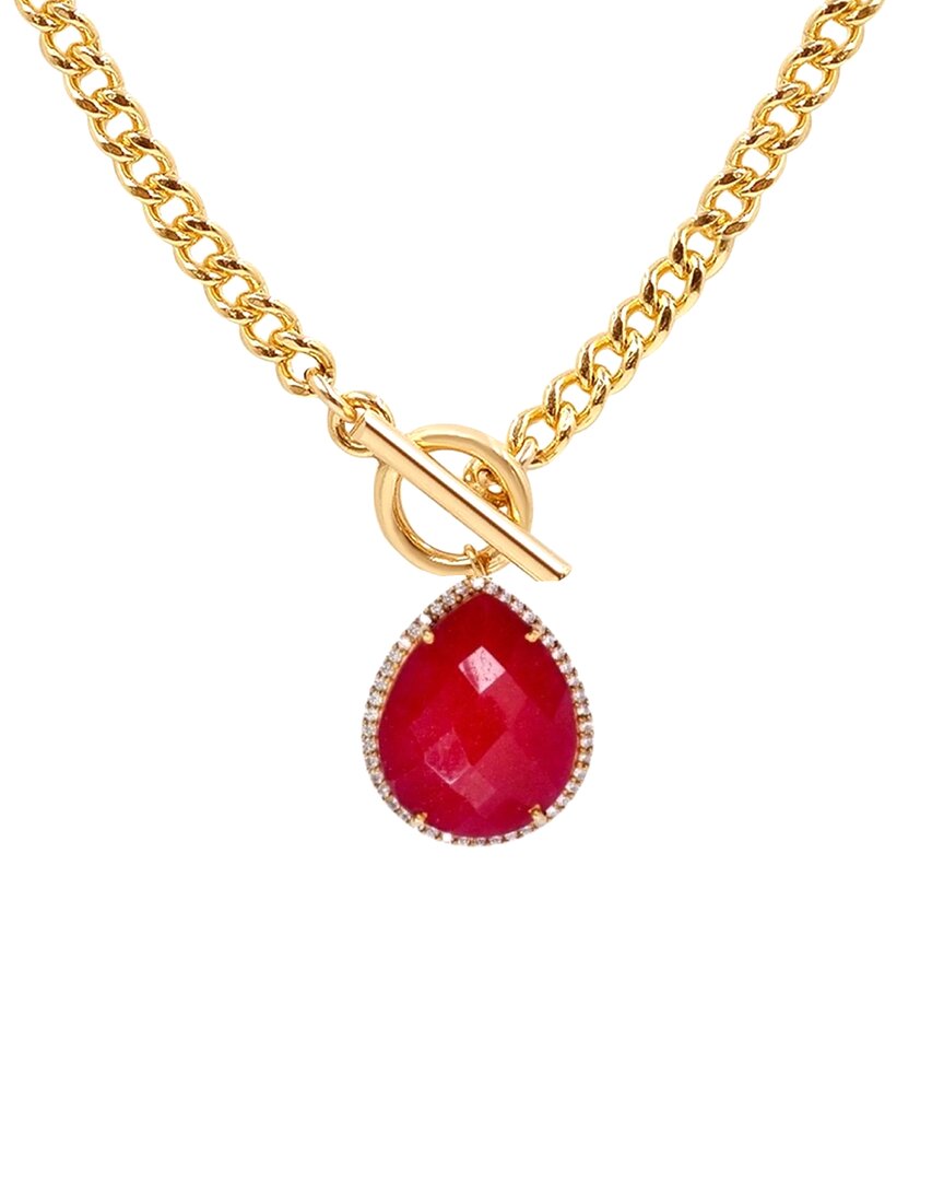 Liv Oliver 18k 24.75 Ct. Tw. Rubies Cz Drop Necklace In No Color